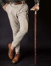 Antique Brass Design Head Handle Vintage Style Wooden Walking Cane Stick - WoodenTwist